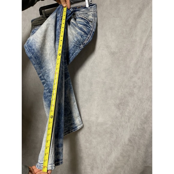 Rock Revival Jeans Men 32x32 (36x32) Alonzo Relaxed Taper Distressed Stone Wash - Picture 7 of 11